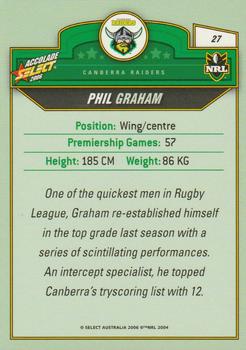 2006 Select Accolade #27 Phil Graham Back